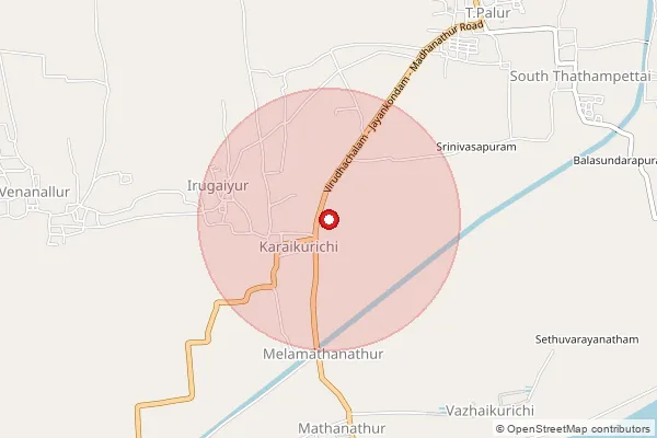 Map showing approximate area covered by Pincode 612904 — Kaduvettankurichi Bo, Ariyalur