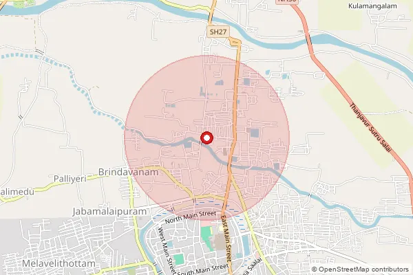 Map showing approximate area covered by Pincode 613002 — Sakkarasamandam B.O, Thanjavur