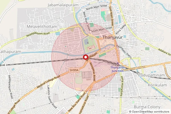 Map showing approximate area covered by Pincode 613007 — Tj Co Operative Housing Colony S.O, Thanjavur