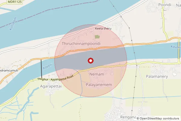 Map showing approximate area covered by Pincode 613104 — Maharajapuram B.O, Thanjavur