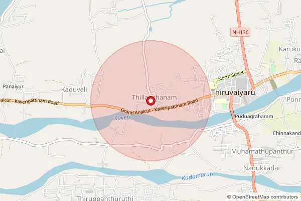 Map showing approximate area covered by Pincode 613203 — Thillaisthanam S.O, Thanjavur