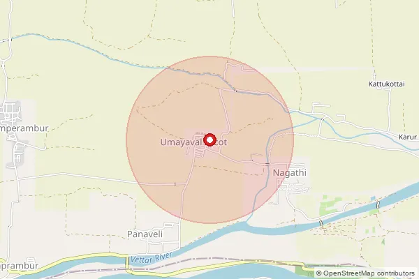 Map showing approximate area covered by Pincode 613205 — Vediapuram S.O, Thanjavur