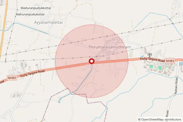 Map showing approximate area covered by Pincode 613401 — Tirumalaisamudram East S.O, Thanjavur