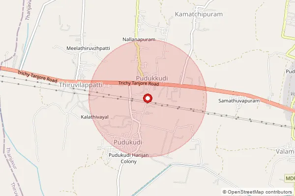 Map showing approximate area covered by Pincode 613402 — Muthandipatti B.O, Thanjavur