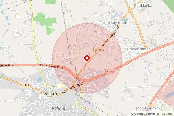 Map showing approximate area covered by Pincode 613403 — Chennampatti B.O, Thanjavur