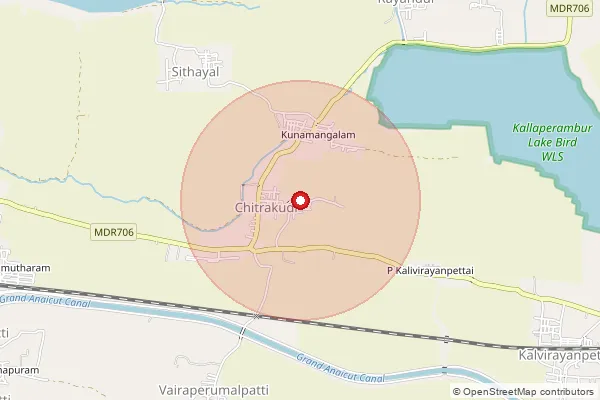 Map showing approximate area covered by Pincode 613602 — Marudakudi B.O, Thanjavur