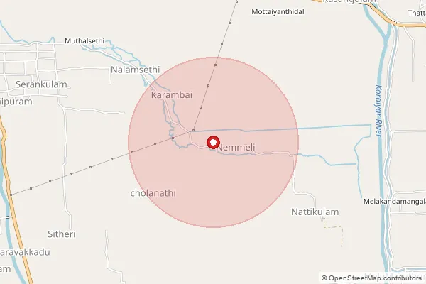Map showing approximate area covered by Pincode 614016 — Solapandi B.O, Thiruvarur