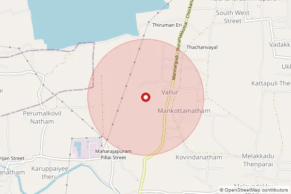 Map showing approximate area covered by Pincode 614017 — Tirumakottai S.O, Thiruvarur