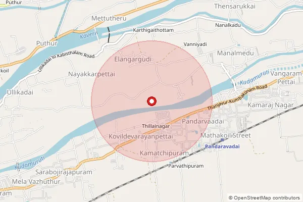 Map showing approximate area covered by Pincode 614204 — Devarayanpettai B.O, Thanjavur
