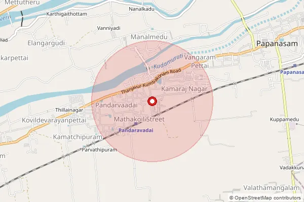Map showing approximate area covered by Pincode 614207 — Rajaghiri S.O, Thanjavur