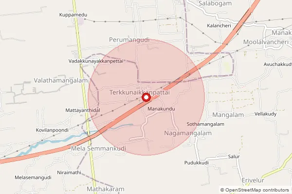 Map showing approximate area covered by Pincode 614302 — Idaiyiruppu B.O, Thanjavur
