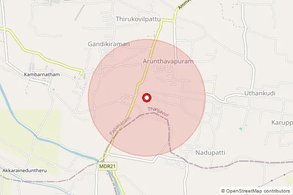 Map showing approximate area covered by Pincode 614402 — Tirukoilpathu B.O, Thanjavur