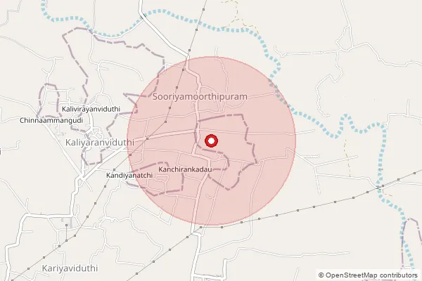 Map showing approximate area covered by Pincode 614614 — Padirankottai B.O, Thanjavur