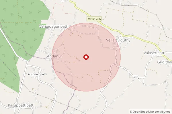 Map showing approximate area covered by Pincode 614617 — Vichchur B.O, Pudukkottai