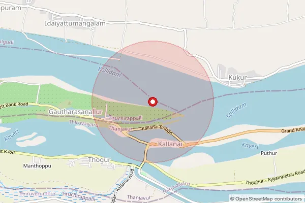 Map showing approximate area covered by Pincode 614620 — Vellore B.O, Pudukkottai