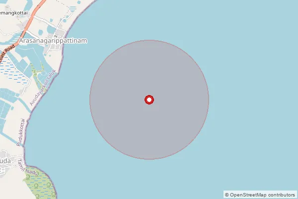 Map showing approximate area covered by Pincode 614621 — Arasanagaripattinam B.O, Pudukkottai