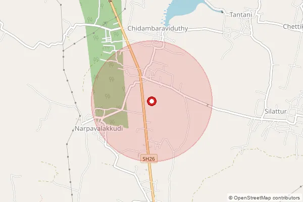 Map showing approximate area covered by Pincode 614622 — Chidambaraviduthi B.O, Pudukkottai