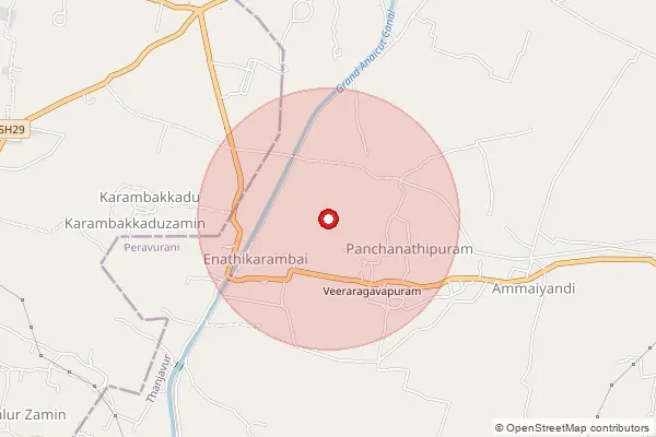 Map showing approximate area covered by Pincode 614623 — Ammaiyandi B.O, Thanjavur