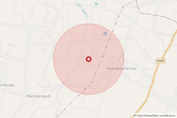 Map showing approximate area covered by Pincode 614624 — Kasimpudupet B.O, Pudukkottai