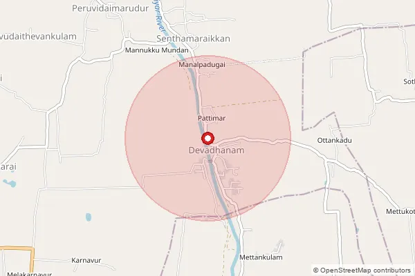 Map showing approximate area covered by Pincode 614702 — Ariyalur B.O, Thiruvarur