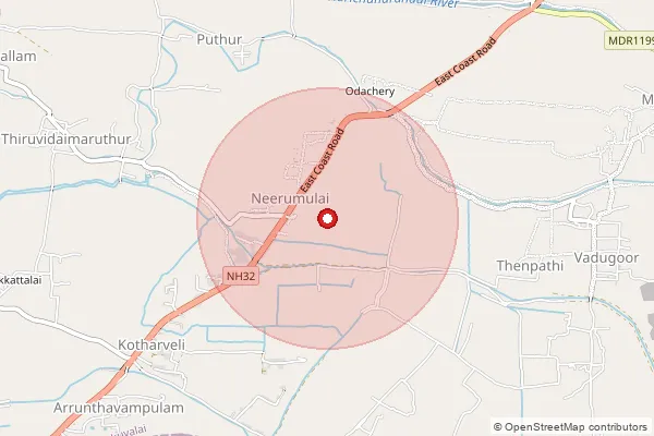 Map showing approximate area covered by Pincode 614711 — Arunthavambulam B.O, Nagapattinam
