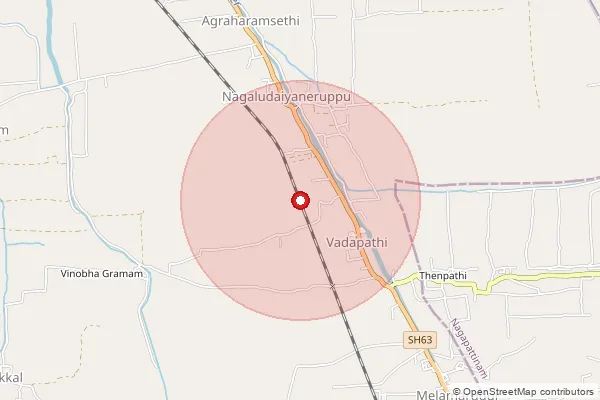Map showing approximate area covered by Pincode 614716 — Pichankottagam B.O, Thiruvarur