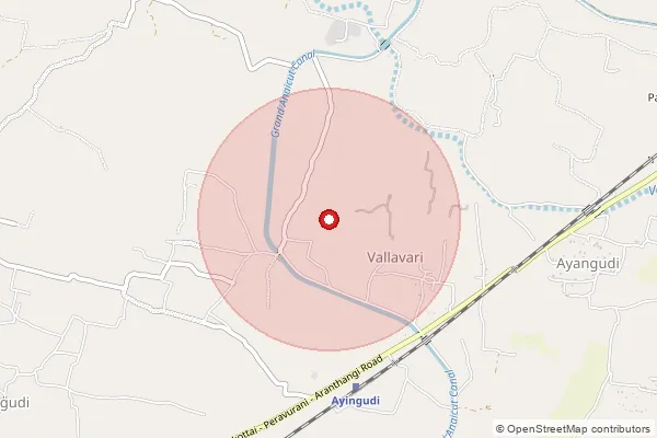 Map showing approximate area covered by Pincode 614801 — Vallavari B.O, Pudukkottai