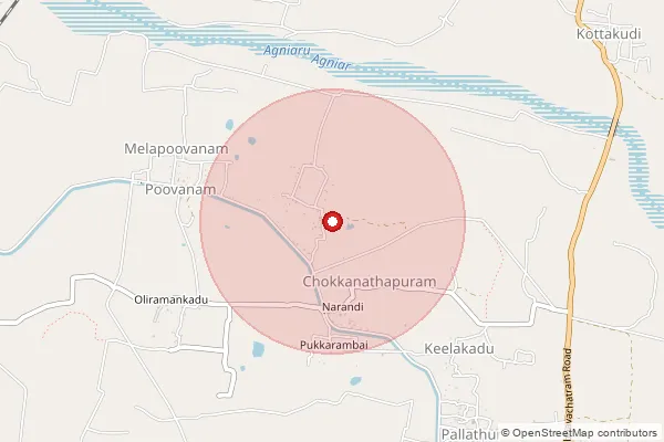 Map showing approximate area covered by Pincode 614803 — Chokkanathapuram B.O, Thanjavur