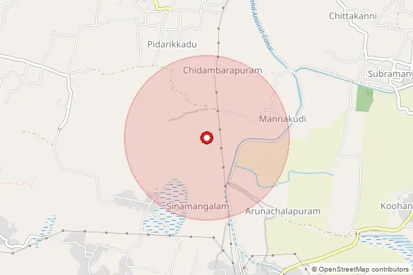 Map showing approximate area covered by Pincode 614805 — Amarasimhendrapuram B.O, Pudukkottai
