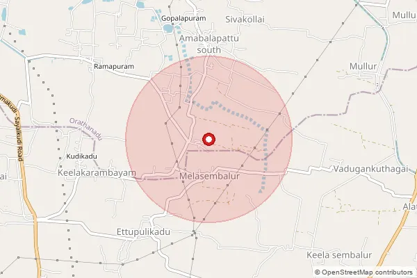 Map showing approximate area covered by Pincode 614901 — Alampallam B.O, Thanjavur