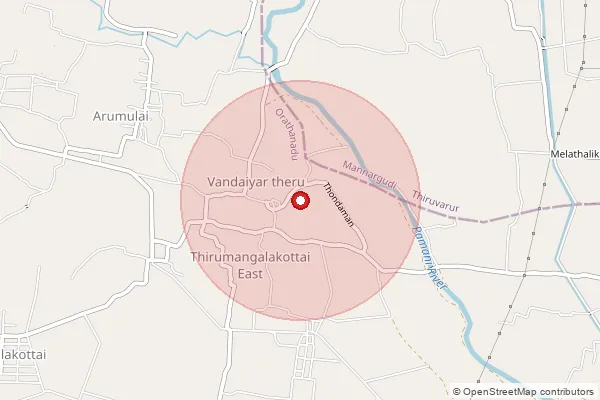 Map showing approximate area covered by Pincode 614905 — Vadaseri S.O, Thanjavur