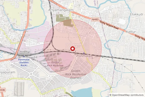 Map showing approximate area covered by Pincode 620004 — Golden Rock Market So, Tiruchirappalli
