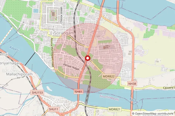Map showing approximate area covered by Pincode 620005 — Kondayampettai S.O, Tiruchirappalli