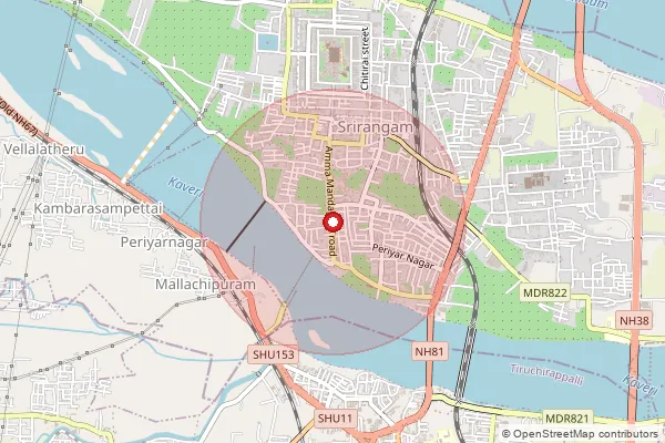 Map showing approximate area covered by Pincode 620006 — Srirangam H.O, Tiruchirappalli