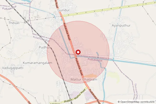 Map showing approximate area covered by Pincode 620007 — Gundur Bo, Tiruchirappalli