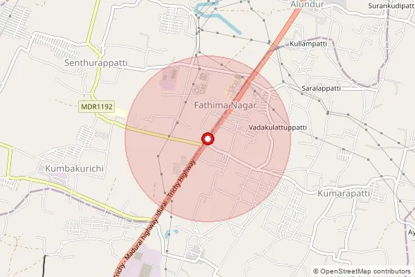 Map showing approximate area covered by Pincode 620012 — Fathimanagar Bo, Tiruchirappalli