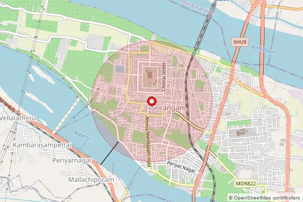 Map showing approximate area covered by Pincode 620015 — Tirunedungulam Bo, Tiruchirappalli