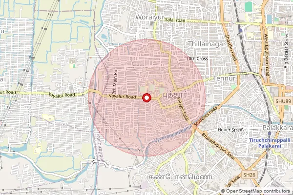 Map showing approximate area covered by Pincode 620017 — Puthur So, Tiruchirappalli