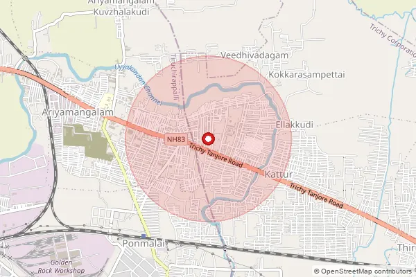 Map showing approximate area covered by Pincode 620019 — Pappakurichi Kattur So, Tiruchirappalli