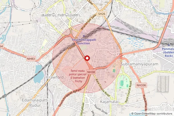 Map showing approximate area covered by Pincode 620020 — Jamal Mohamed College So, Tiruchirappalli