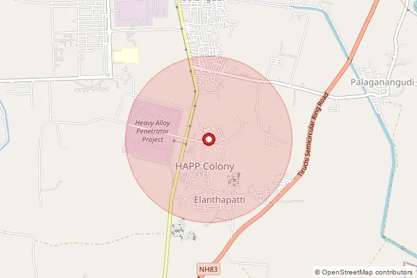 Map showing approximate area covered by Pincode 620025 — Hapf Township So, Tiruchirappalli