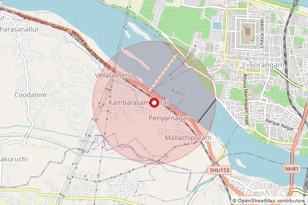 Map showing approximate area covered by Pincode 620101 — Allur Bo, Tiruchirappalli
