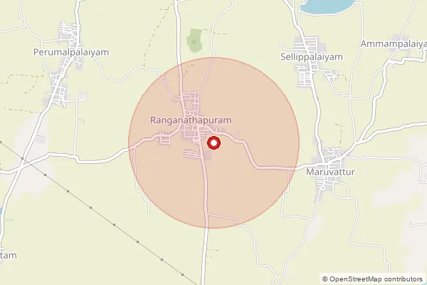 Map showing approximate area covered by Pincode 621002 — T.Renganathapuram B.O, Tiruchirappalli