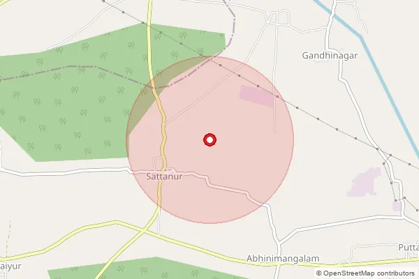 Map showing approximate area covered by Pincode 621004 — Kilakunnupatti B.O, Tiruchirappalli