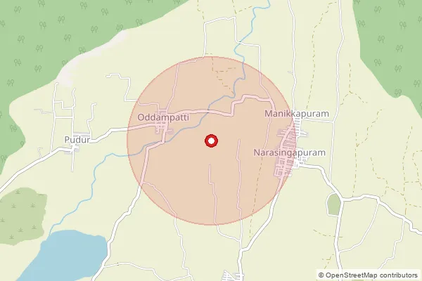 Map showing approximate area covered by Pincode 621008 — Murukkur B.O, Tiruchirappalli