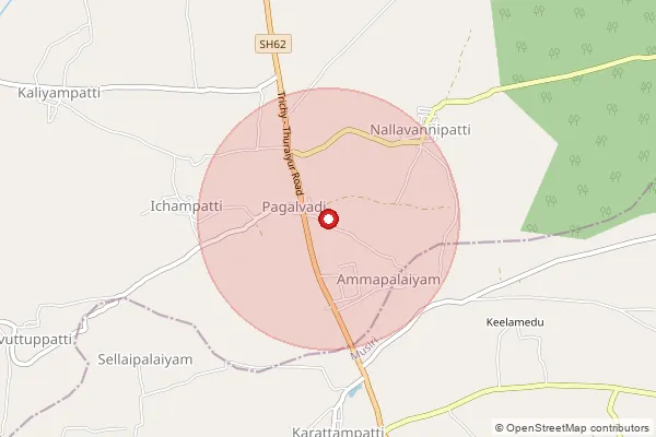 Map showing approximate area covered by Pincode 621014 — Karattampatti B.O, Tiruchirappalli