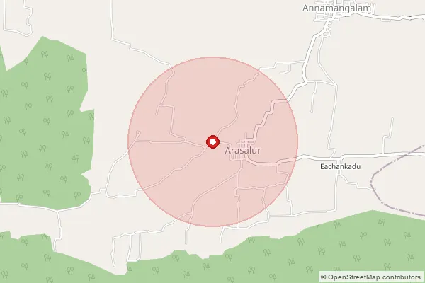 Map showing approximate area covered by Pincode 621102 — Viswagudi B.O, Perambalur