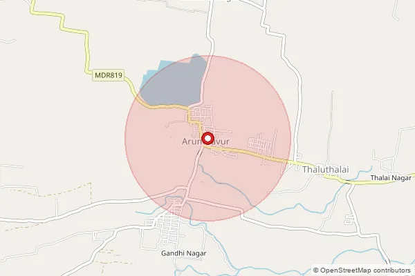 Map showing approximate area covered by Pincode 621103 — Arumbavur S.O, Perambalur