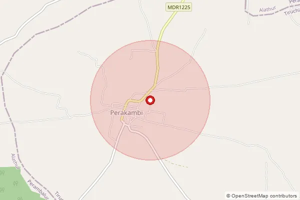 Map showing approximate area covered by Pincode 621104 — Chathiramanai B.O, Perambalur