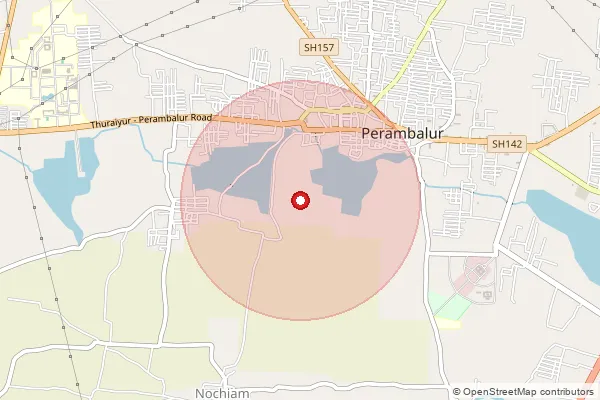 Map showing approximate area covered by Pincode 621106 — Kolathur B.O, Perambalur